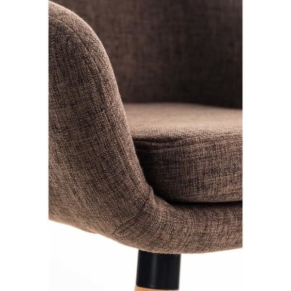 Grant Fabric Barstol med träben och metallfotstöd, brun
