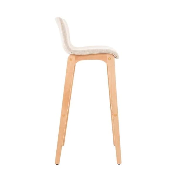 CLP HOOVER barpall med tygöverdrag, ergonomisk hög barstol med ryggstöd, 4 ben motpall