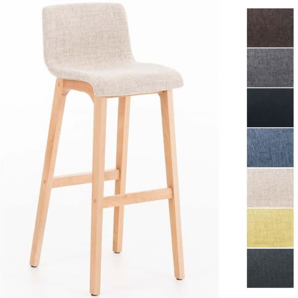 CLP HOOVER barpall med tygöverdrag, ergonomisk hög barstol med ryggstöd, 4 ben motpall