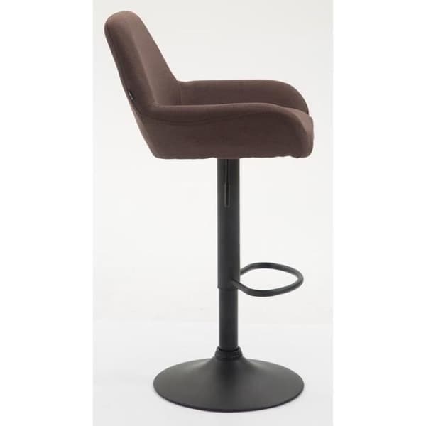 Set med 2 MAGNIEU barstolar i svart och brunt tyg med armstöd och metallfötter - modern stil