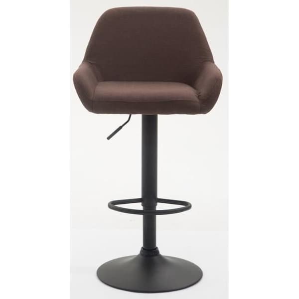 Set med 2 MAGNIEU barstolar i svart och brunt tyg med armstöd och metallfötter - modern stil