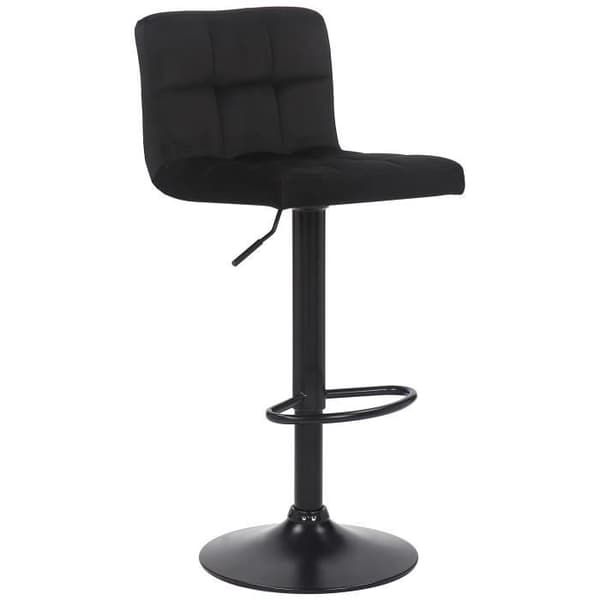 Barpall - NIERGES Velvet (Svart) - Justerbar i höjdled - Tyg - Vintage