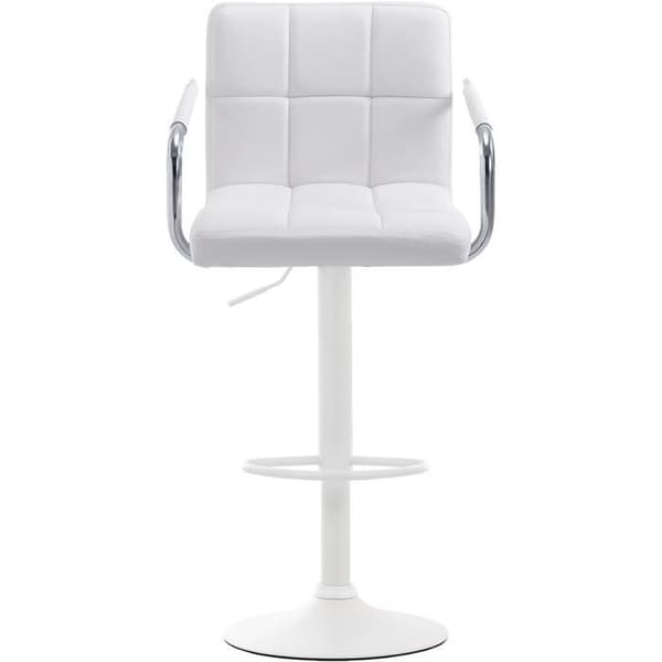 Barpall - LANTENAYV2 Vit - Med armstöd - Elegans - Chic - Faux - Justerbar i höjdled