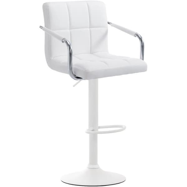 Barpall - LANTENAYV2 Vit - Med armstöd - Elegans - Chic - Faux - Justerbar i höjdled