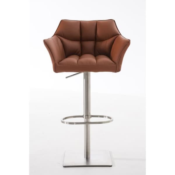 CLP DAMASO Barpall med ryggstöd, armstöd, metallstöd, justerbar 58 - 83 cm, vridbar sits 88 cm ljusbrun