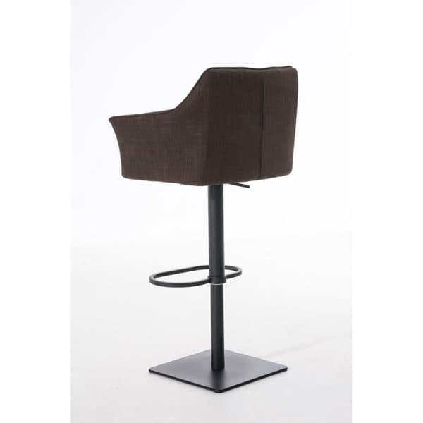 Barpall med rygg DAMASO B i tyg och svart metall, höjdjusterbar och vridbar 88 cm Brun - CLP