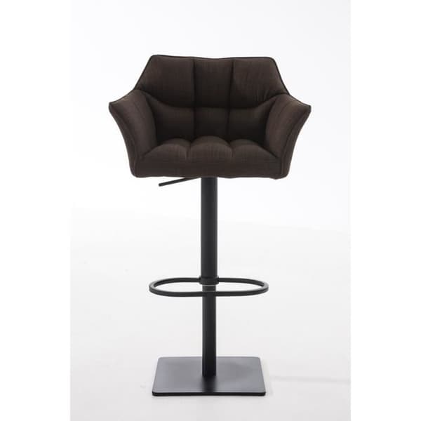 Barpall med rygg DAMASO B i tyg och svart metall, höjdjusterbar och vridbar 88 cm Brun - CLP