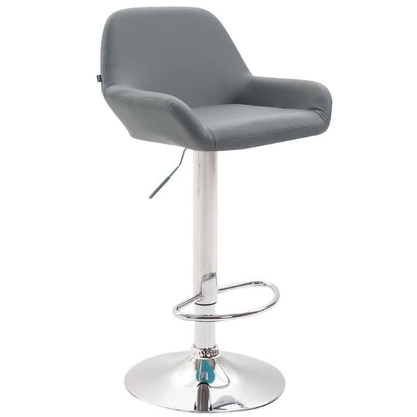 Barstol - MAGNIEU - Krom konstläder (grå) - Justerbar i höjdled - Med armstöd - Modern design