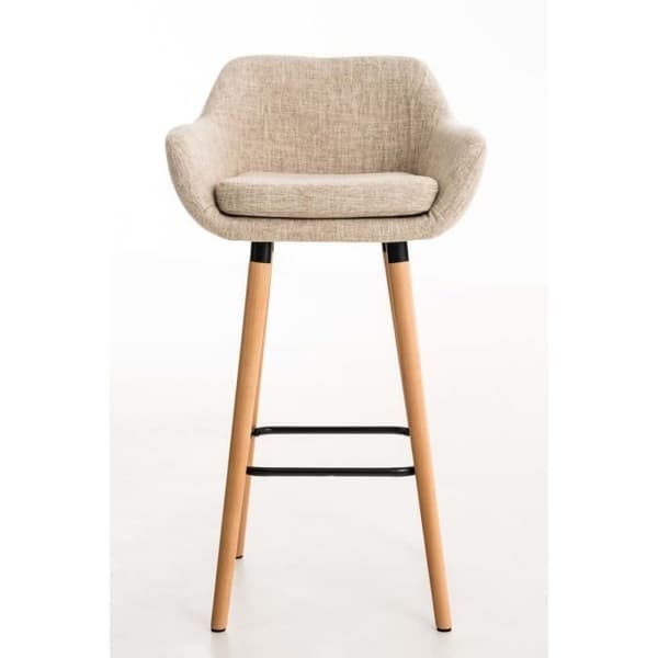 Set med 2 BELLEY barstolar i tyg - krämfärgad - med armstöd - modern stil