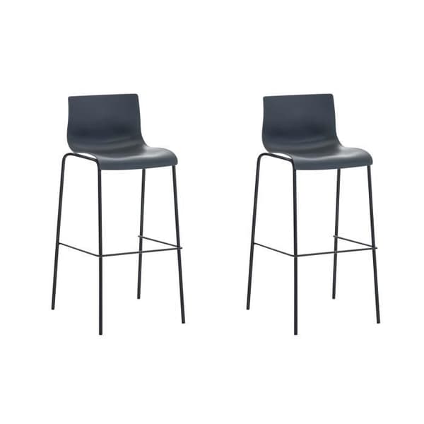 Set med 2 BETTANT Art Barstolar i tyg - Finish på 4 metallben - Svart/Grå