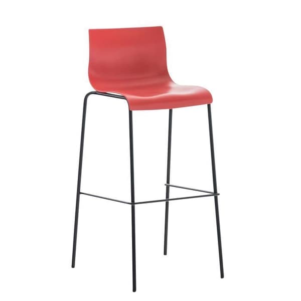 Barstol - BETTANT - Set om 2 - Modern design - Svart metall - Röd tyg