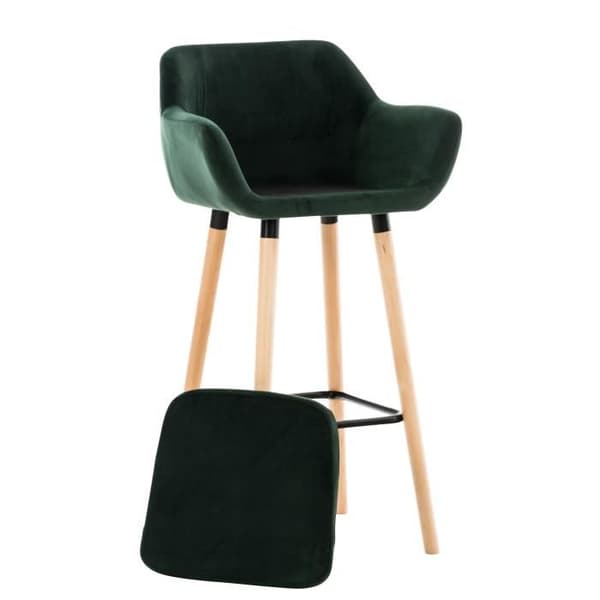 Barpall - BELLEY Velvet (Grön) - Med armstöd - Vintage Style - Vikt (upp till) 120 kg