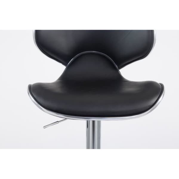 Set med 2 barstolar -BREZAN V2 Chrome Leatherette (svart)