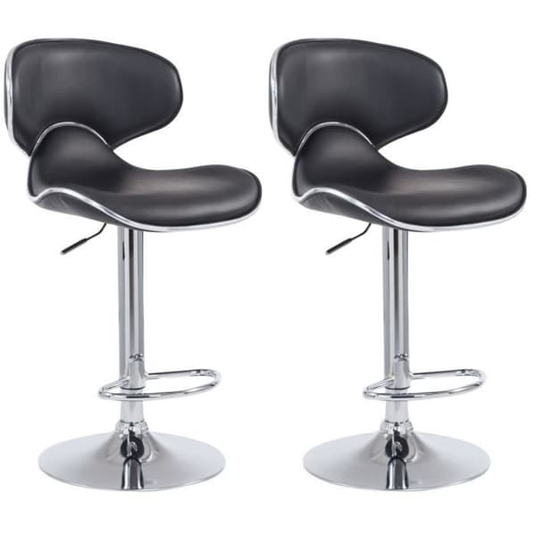 Set med 2 barstolar -BREZAN V2 Chrome Leatherette (svart)