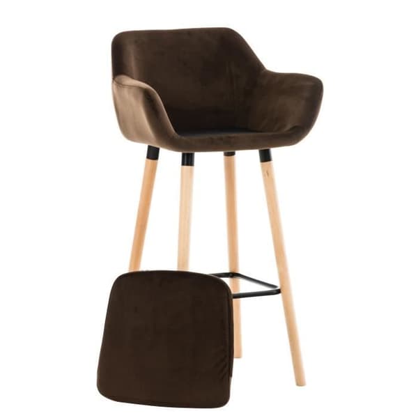 Barpall - BELLEY Brown Velvet - Med armstöd - Vintage Style