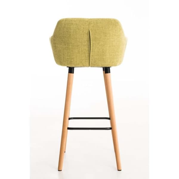 Set med 2 BELLEY barstolar i ljusgrönt tyg med armstöd - modern stil