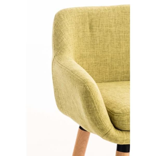 Set med 2 BELLEY barstolar i ljusgrönt tyg med armstöd - modern stil