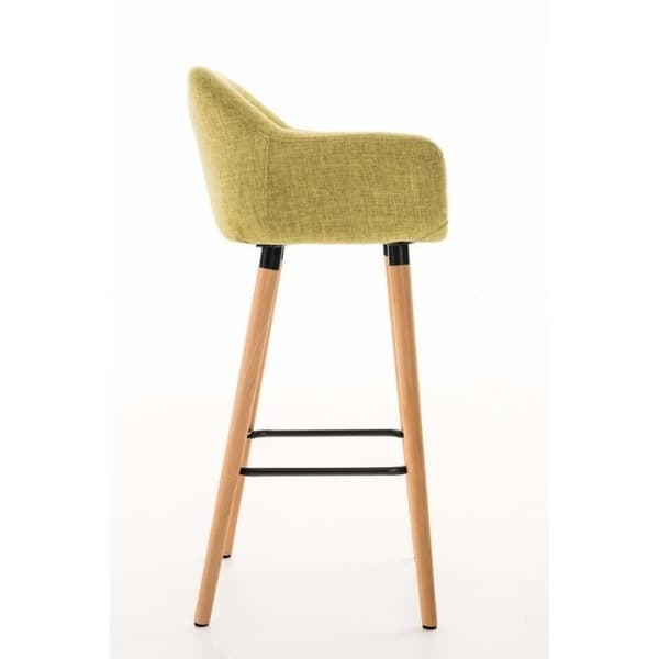 Set med 2 BELLEY barstolar i ljusgrönt tyg med armstöd - modern stil