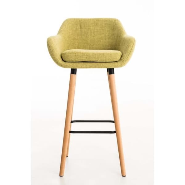 Set med 2 BELLEY barstolar i ljusgrönt tyg med armstöd - modern stil