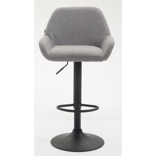 Set med 2 MAGNIEU barstolar i svart/grå tyg med armstöd och metallfötter - modern stil