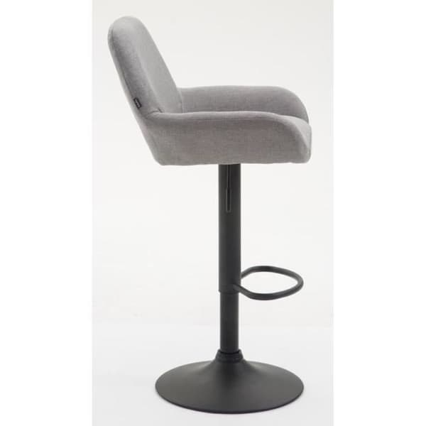 Set med 2 MAGNIEU barstolar i svart/grå tyg med armstöd och metallfötter - modern stil