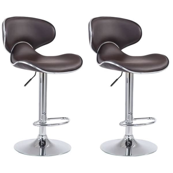 Set med 2 barstolar -BREZAN V2 Leatherette Chrom (brun)