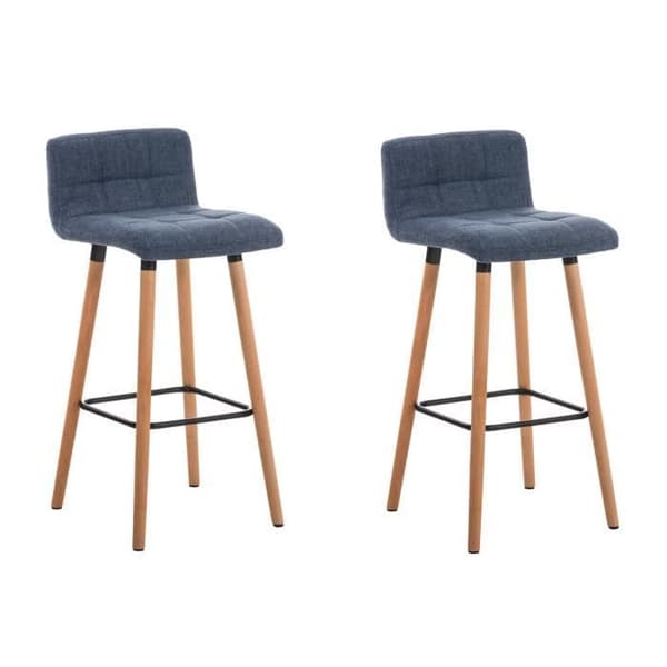 Set med 2 barstolar - CEYZERIEUX Natural Finish (blå)