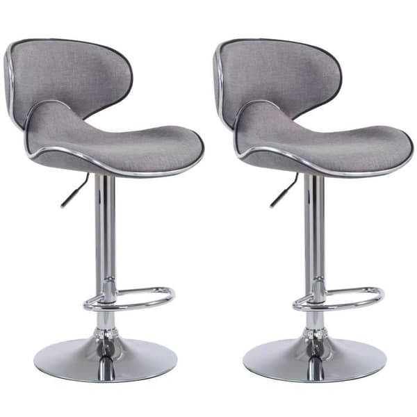 Set med 2 barstolar -BREZAN V2 Chrome Finish (Ljusgrå)