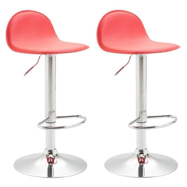 Set med 2 CONFRANCON V2 röda barstolar i konstläder - Justerbar i höjdled - Modern stil - Design