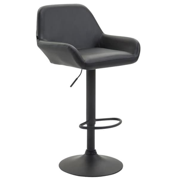 Barstol - MAGNIEU - Svart syntetiskt läder - Justerbar i höjdled - Med armstöd - Chic elegans