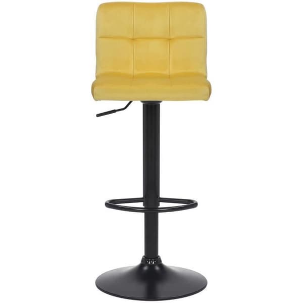 Barpall - NIERGES Yellow Velvet - Vintage Style - Höjdjusterbar - Metall
