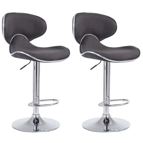 Set med 2 barstolar -BREZAN V2 Chrome Finish (mörkgrå)