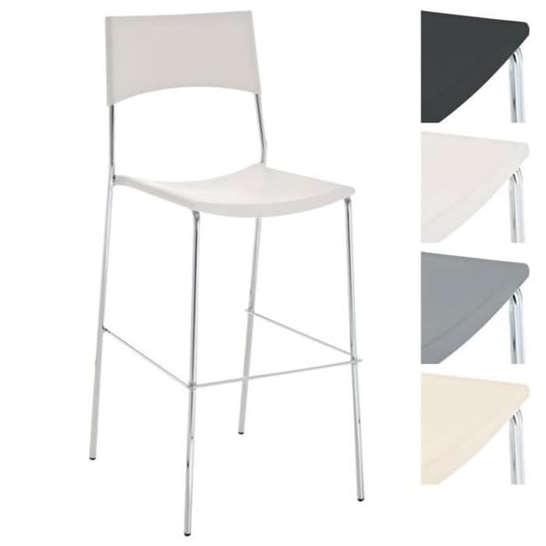 Barstol - Genua - Vit - Plast - Metall - Modernt design