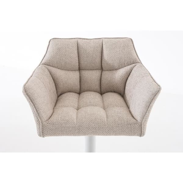 CLP DAMASO barpall med ryggstöd, tygöverdrag, vit metallbas, höjdjusterbar och vridbar 88 cm Ivory