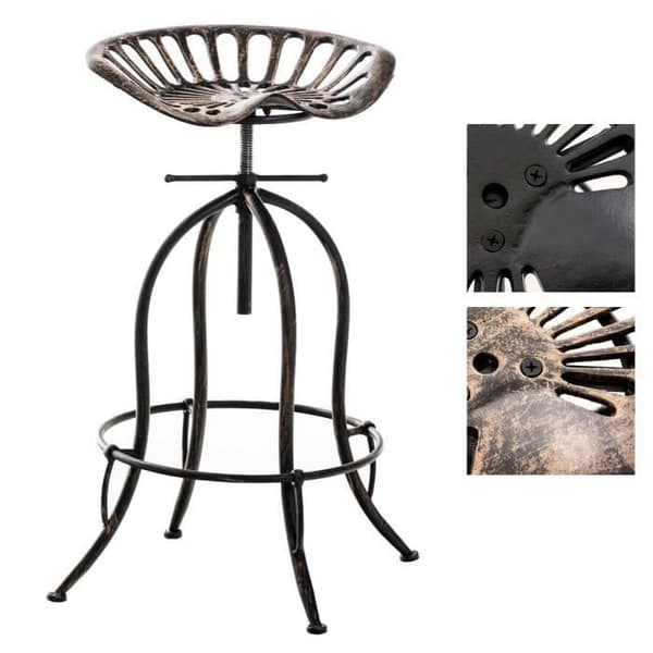 Barstol - CLP - MIMOSA - Justerbar 67-86 cm - Industriell stil - Stålben