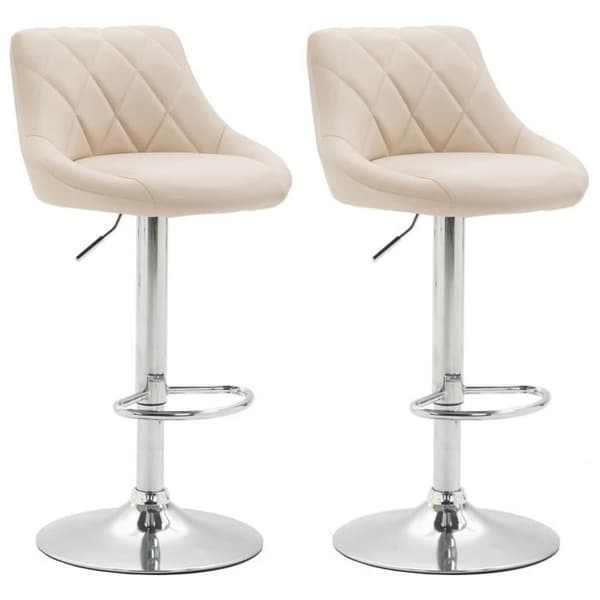 Set med 2 Lazio barstolar i konstläder - Kräm - Justerbar i höjdled - Bekväm och elegant