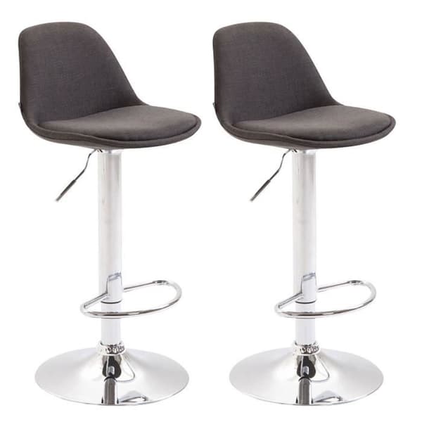Kiel barstol i tyg - CLP - Set om 2 - Grå - Justerbar i höjdled - Modern design