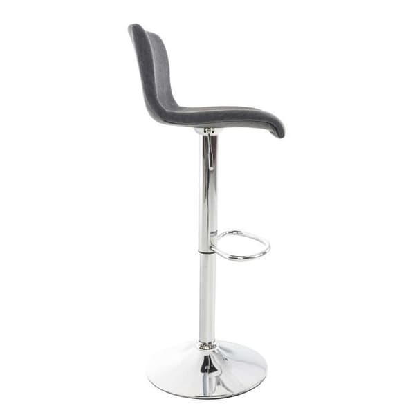 Set med 2 st Hoover barstolar i tyg, justerbar höjd, förkromad metallbas, mörkgrå-krom