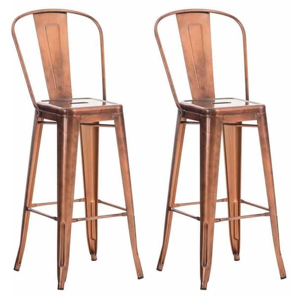 Aiden metallbarstolar - CLP - Set med 2 - Industriell stil - Loft - Kopparfärg