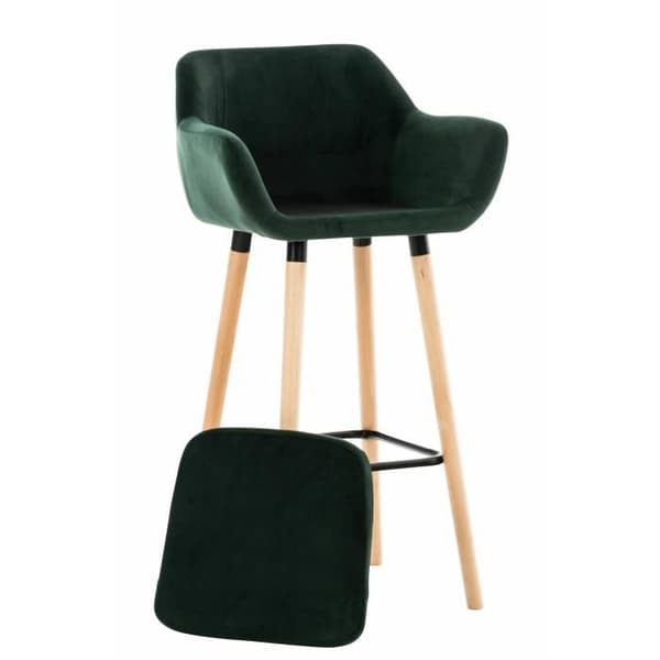 Set med 2 Grant Velvet Barstolar - CLP - Med armstöd - Träingrepp - Grön