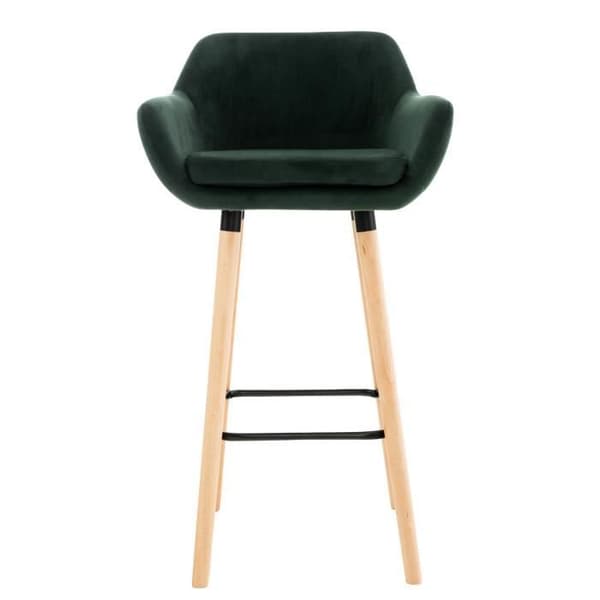 Set med 2 Grant Velvet Barstolar - CLP - Med armstöd - Träingrepp - Grön