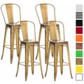 Miniatyrbild 1 av 4: Set med 4 Aiden designbarstolar i robust metall med ryggstöd och fotstöd - Gul - CLP