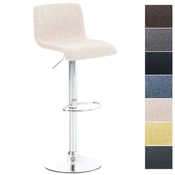 Barstol - CLP - Hoover - Justerbar Höjd - 100% Polyester Tyg - Kromad Metall