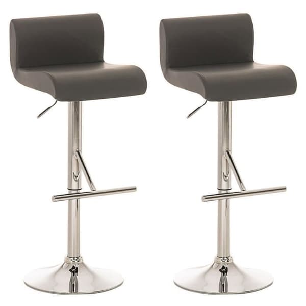 Set med 2 pallar - CLP - Kalifornien - Imiterat läder - Grå - Justerbar höjd - Modern design