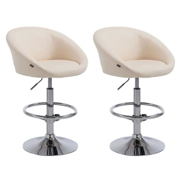 Set med 2 barstolar - CLP - Miami V2 - Imiterat läder - Beige - Med armstöd - Justerbar i höjdled