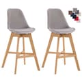 Miniatyrbild 1 av 4: Set med 2 Cannes Velvet Barstolar - CLP - Grå - Fotstöd - Bekvämt ryggstöd