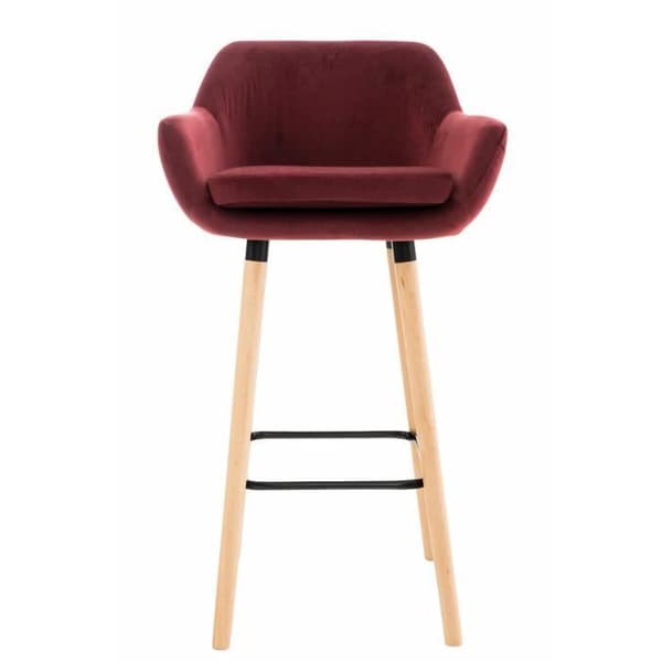 Barpall - BELLEY Red Velvet - Tyg - Vintage - Med armstöd - Massivt trä
