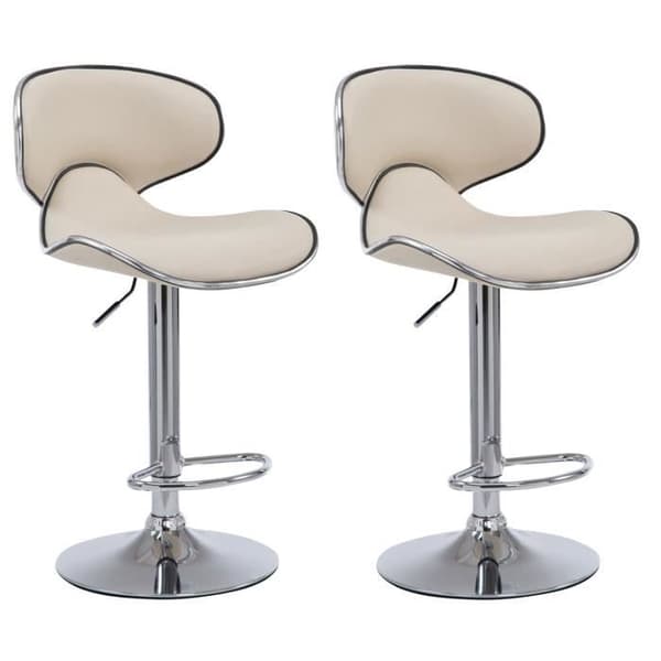 Set med 2 st Las Vegas V2 barstolar i konstläder, Cream-Chrome
