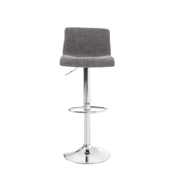 Set med 2 Hoover barstolar i tyg, justerbar höjd, kromad metallbas, ljusgrå-krom