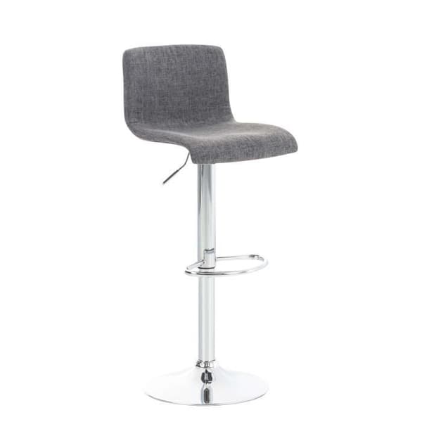 Set med 2 Hoover barstolar i tyg, justerbar höjd, kromad metallbas, ljusgrå-krom